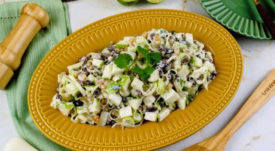 Salada de alho-poró com maçã