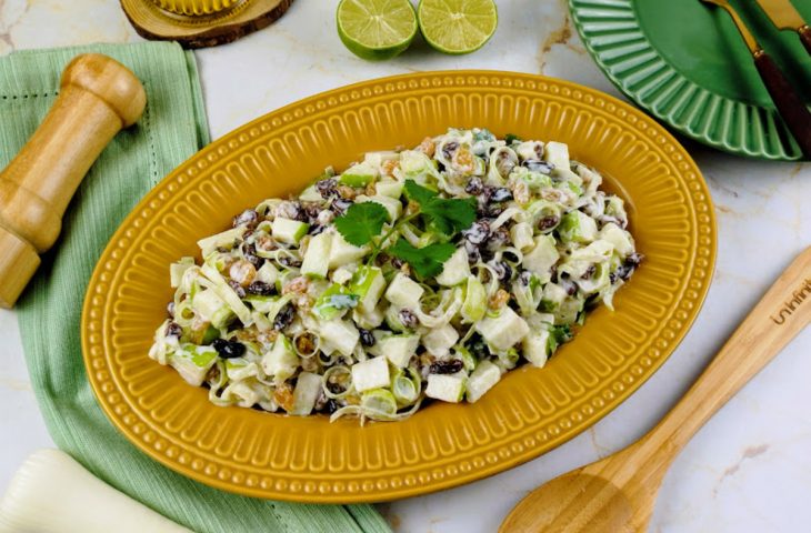 Salada de alho-poró com maçã
