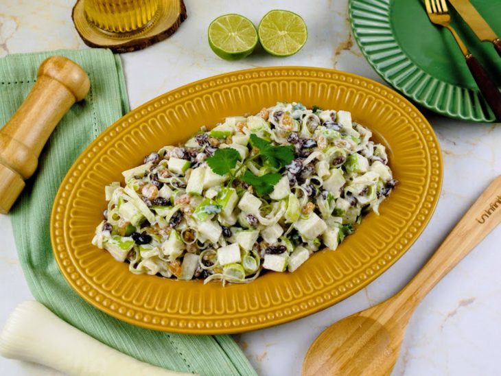 Salada de alho-poró com maçã