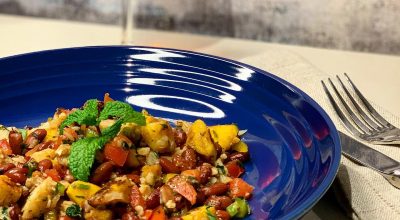 Salada de bacalhau com feijão vermelho