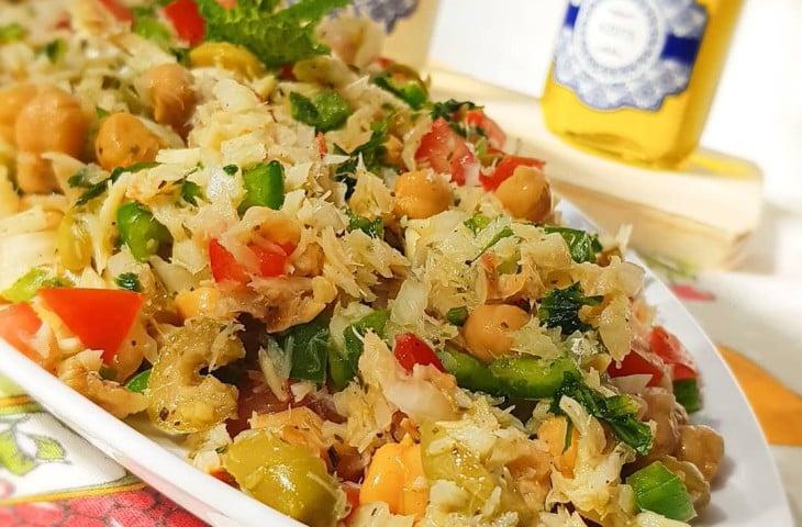 Salada de bacalhau com pimentão