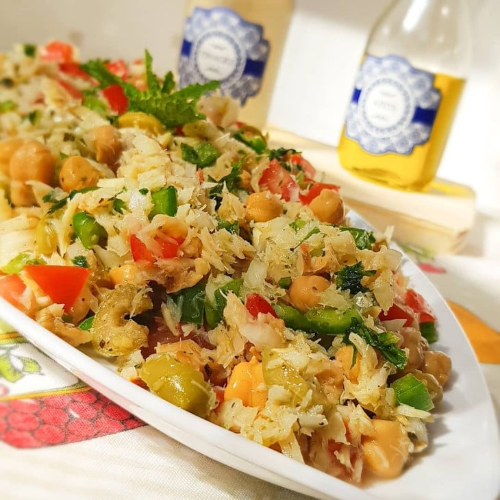 Salada de bacalhau com pimentão