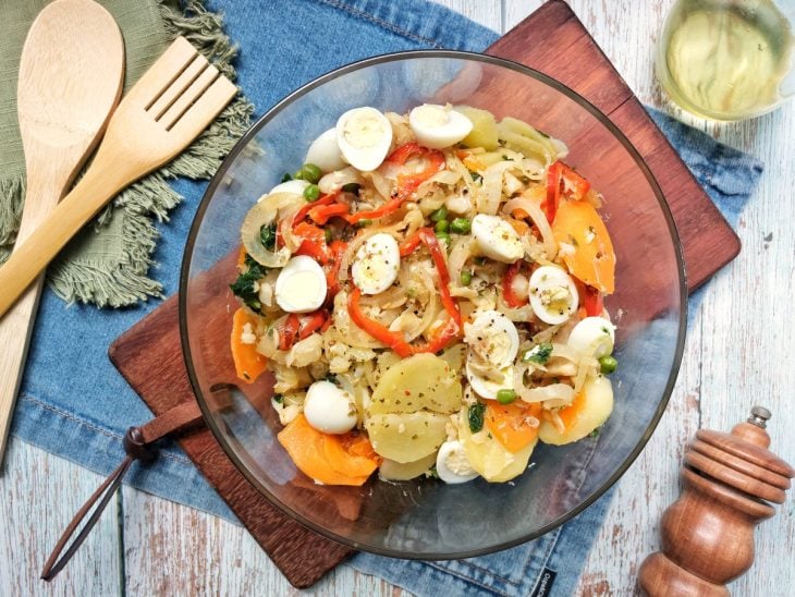 Salada de bacalhau fácil - Passo a Passo