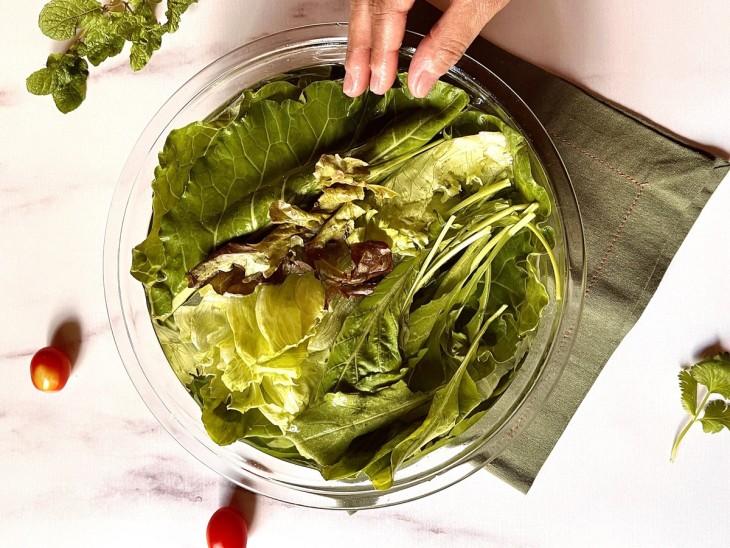 Salada de folhas verdes - Passo a Passo