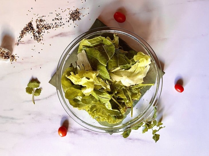 Salada de folhas verdes - Passo a Passo