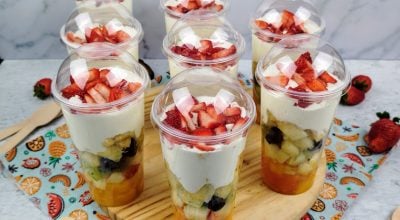 Salada de frutas gourmet no pote