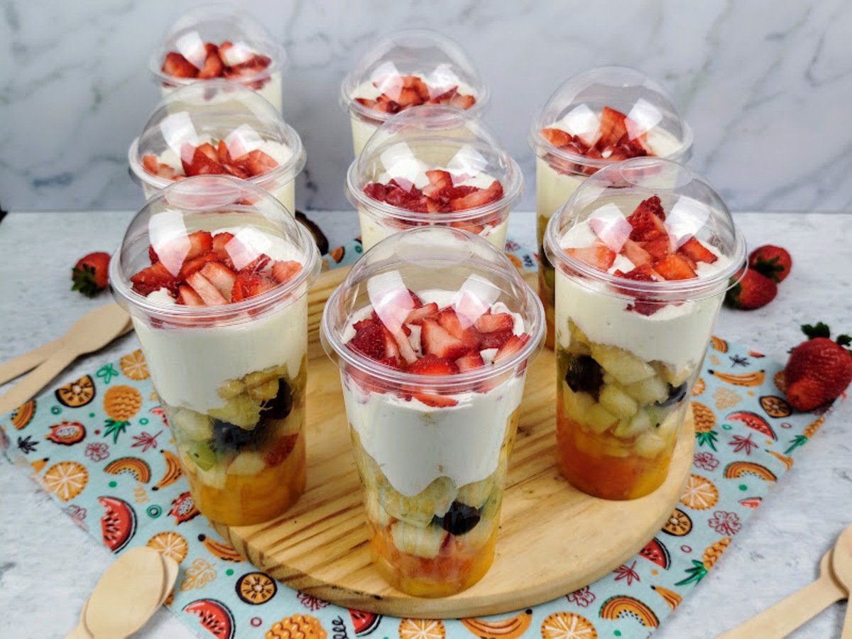 Salada de frutas gourmet no pote