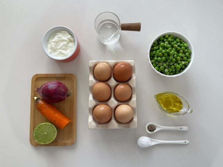 Ingredientes reunidos para o preparo da receita.