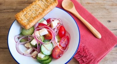 Salada de pepino e tomate-cereja
