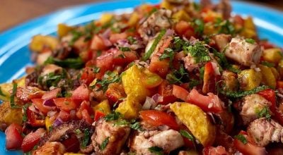 Salada de polvo com mandioquinha