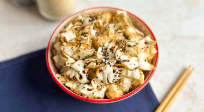 Salada de repolho com gergelim e shoyu