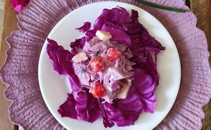 Salada refrescante de repolho roxo