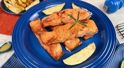 Salmão com batata na airfryer