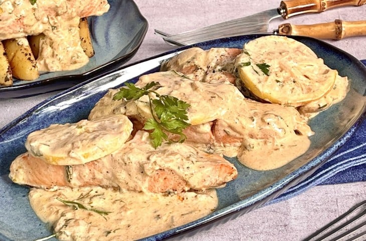 Salmão com molho de creme de leite