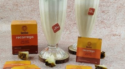 Shake de abacaxi com chá-mate e guaraná