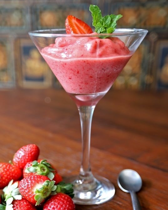 Sorbet de morango com banana