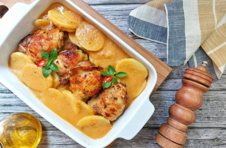 Sobrecoxa na panela de pressão com batata