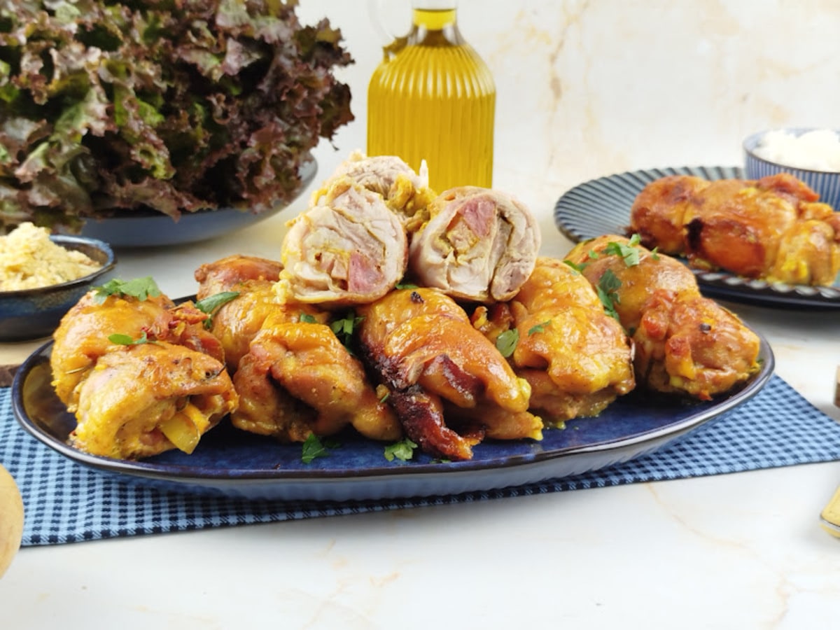 Sobrecoxas assadas e recheadas