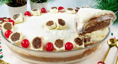 Sobremesa de Natal na travessa