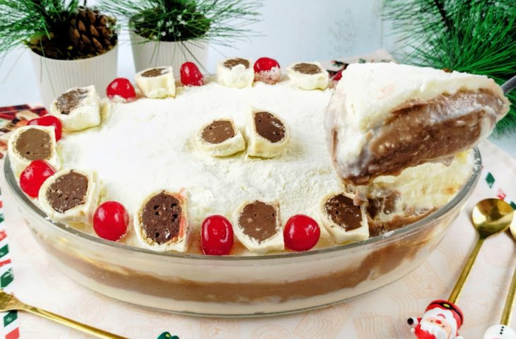 Sobremesa de Natal na travessa
