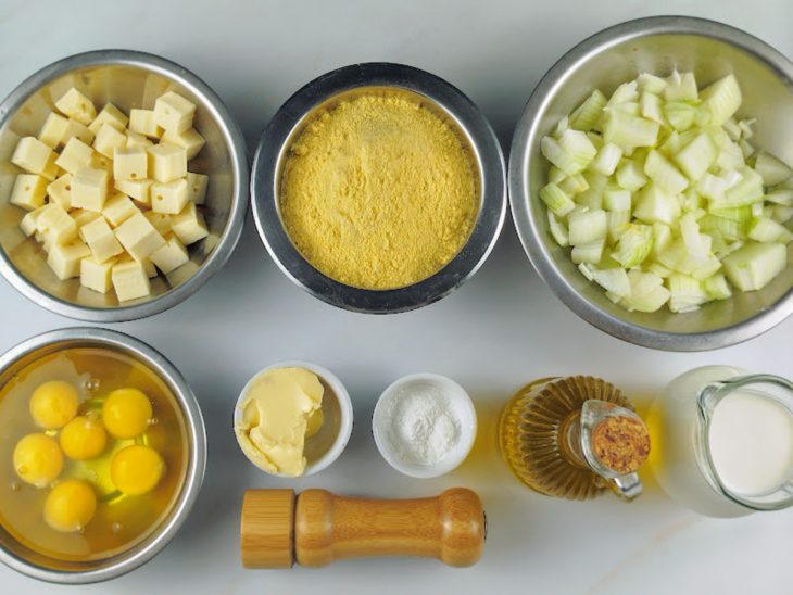 Ingredientes reunidos para o preparo da receita.
