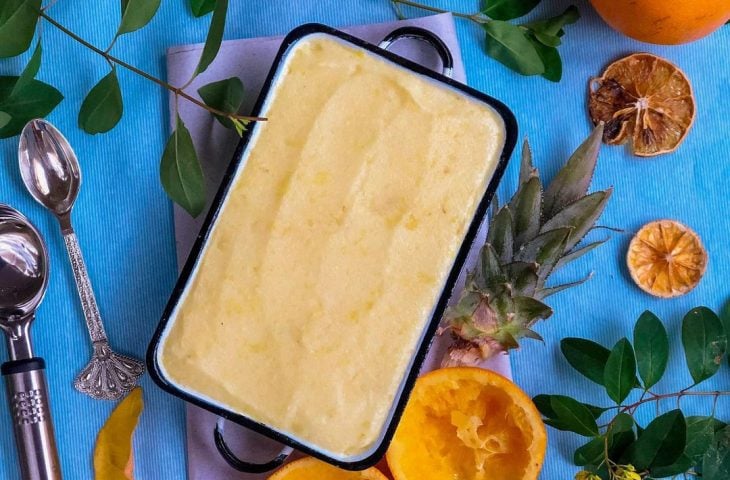 Sorbet de abacaxi e laranja