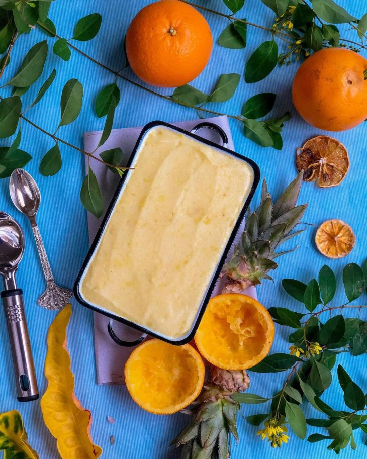 Sorbet de abacaxi e laranja