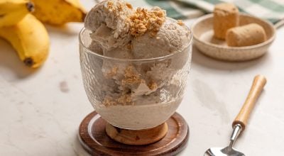 Sorvete cremoso de banana com Whey