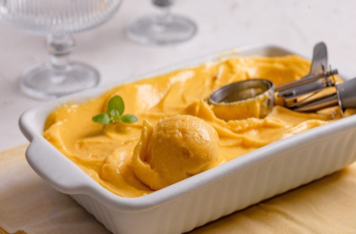 Sorvete de banana e manga no liquidificador