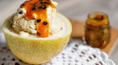Sorvete de maracujá proteico