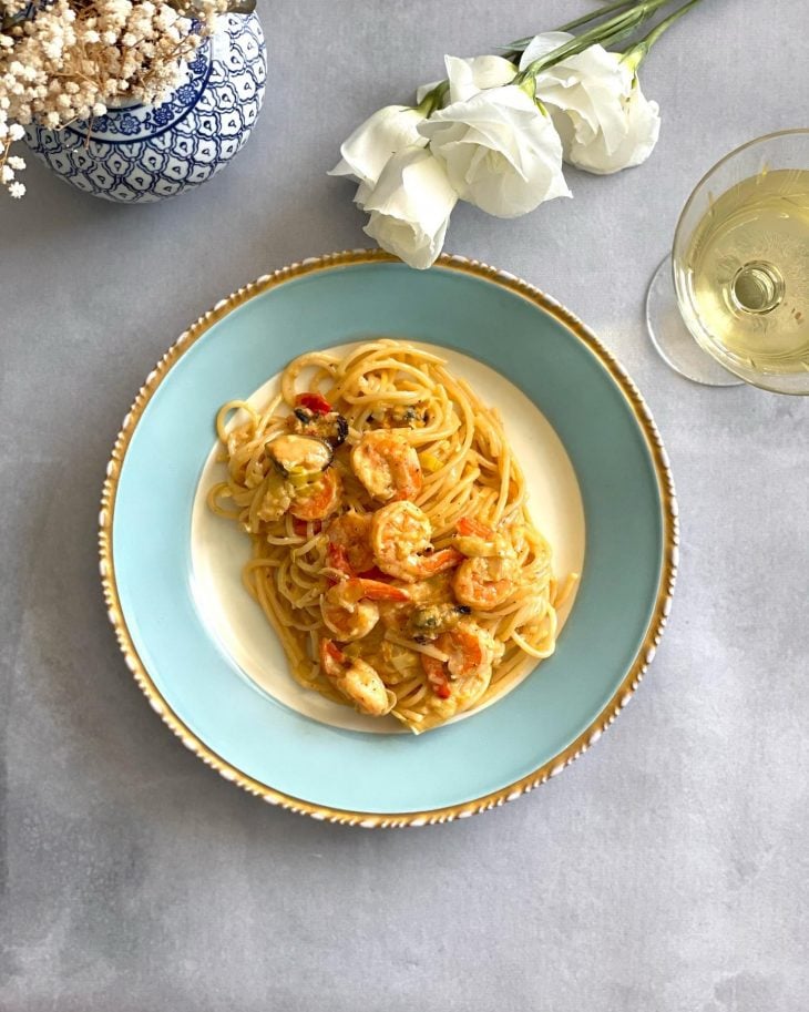 Spaghetti com frutos do mar