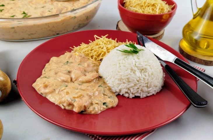 Strogonoff de camarão simples