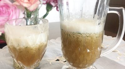 Suco de abacaxi com manjericão