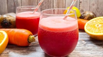 Suco de beterraba com cenoura e laranja