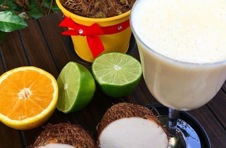 Suco de inhame com laranja e limão