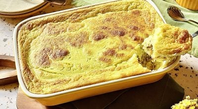 Suflê de chuchu com carne moída