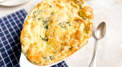 Suflê de espinafre com bacon