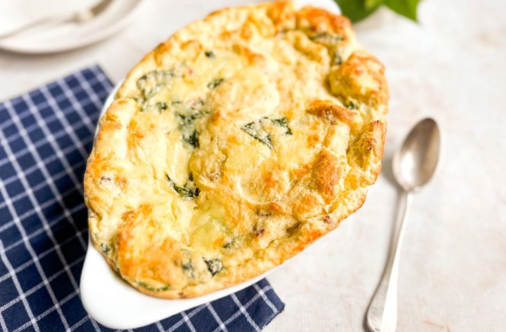 Suflê de espinafre com bacon