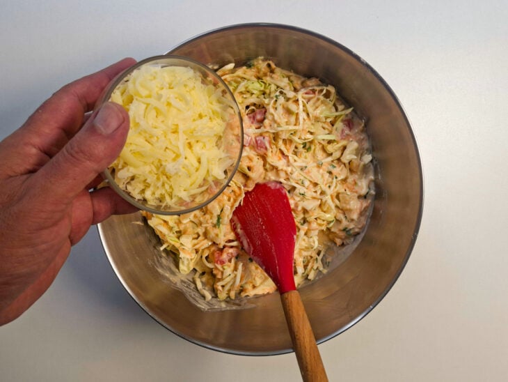 Queijo ralado para ser adicionado.