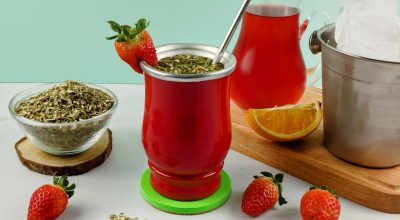 Tereré com morango e laranja
