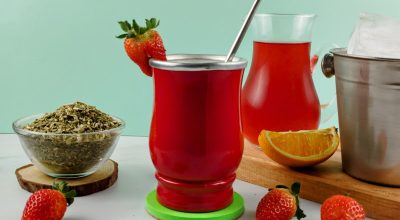 Tereré com morango e laranja