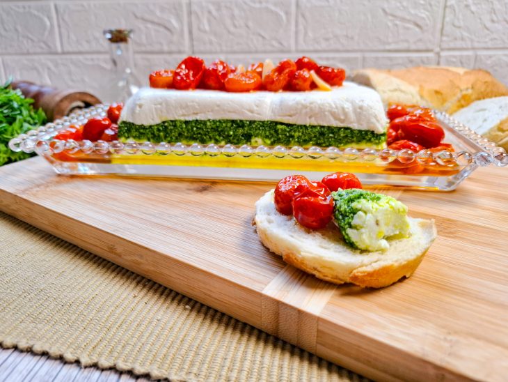 Terrine caprese servido.