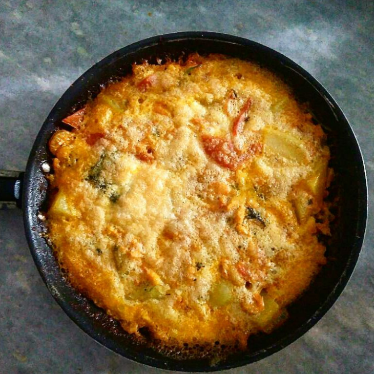 Torta de camarão de frigideira