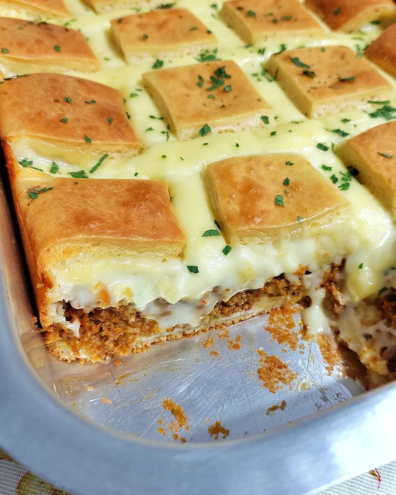 Torta de carne moída com requeijão