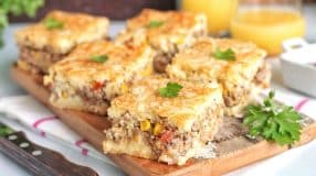 Torta de carne moída de liquidificador
