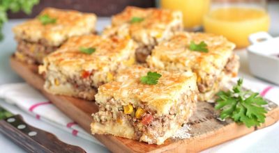 Torta de carne moída de liquidificador