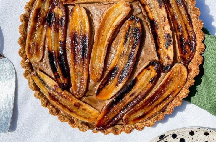 Torta de creme vegana com banana