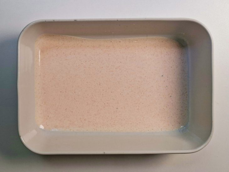 Camada fina de molho espalhada no fundo do refratário.