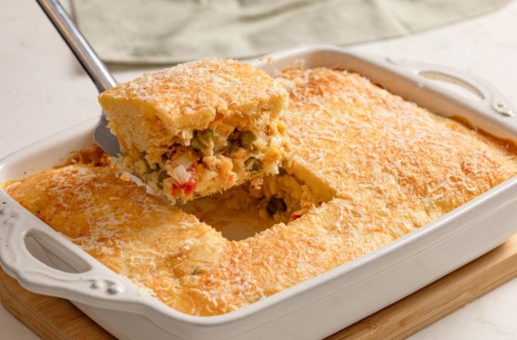 Torta de frango de liquidificador rápida
