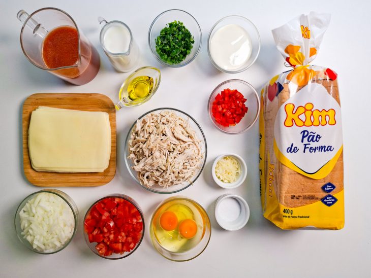Ingredientes reunidos para o preparo da receita.